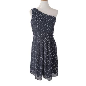 WHITE HOUSE BLACK MARKET FIT ANF FLARE ONE SHOULDER DRESS SIZE 10